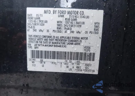 2015 Ford Edge Titanium из США, поврежденный, VIN 2FMTK4K96FBB48330